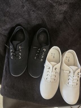 No. 6 Black and White Women's Sneakers